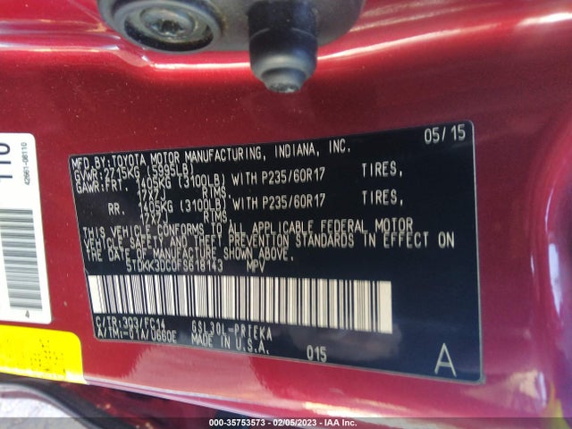 Toyota SIENNA LE 2015 5TDKK3DC0FS618143 Image 10
