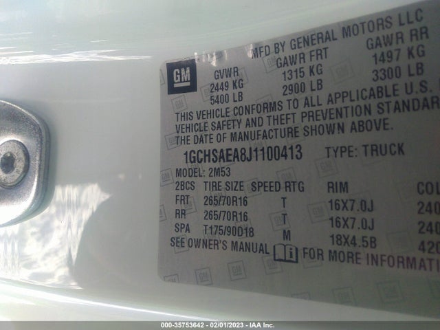 2018 Chevrolet Colorado, VIN: 1GCHSAEA8J1100413