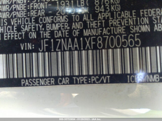 2015 Scion FR-S, VIN: JF1ZNAA1XF8700565