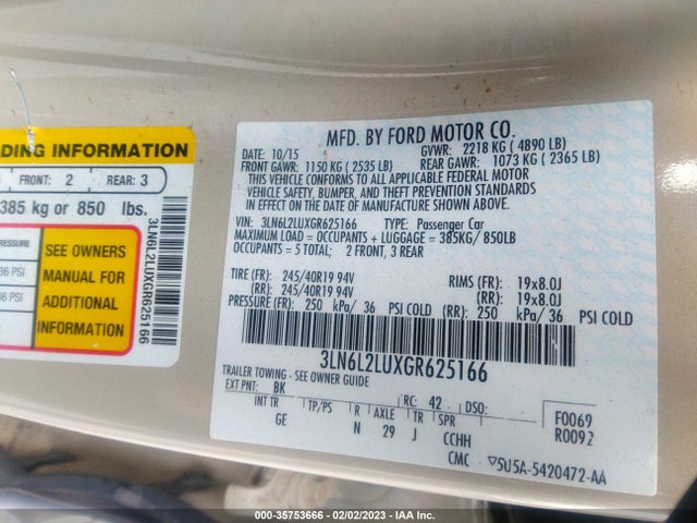 Lincoln MKZ HYBRID 2016 3LN6L2LUXGR625166 Image 11