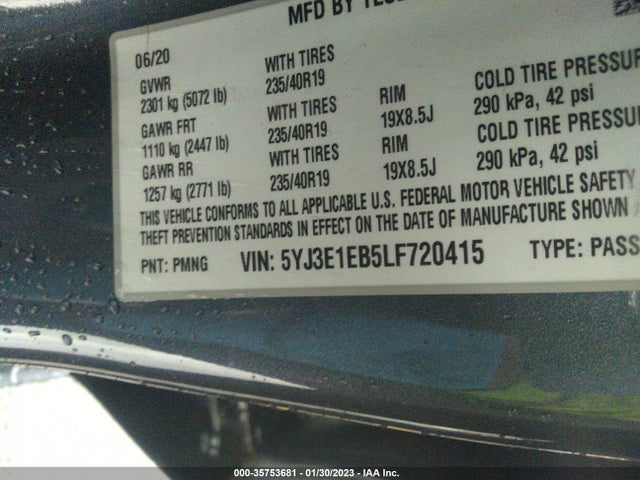 Tesla Model 3 Long Range 2020 5YJ3E1EB5LF720415 Image 9