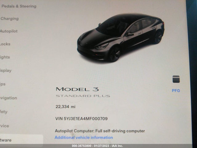Tesla Model 3 Standard Range Plus 2021 5YJ3E1EA4MF000709 Image 8