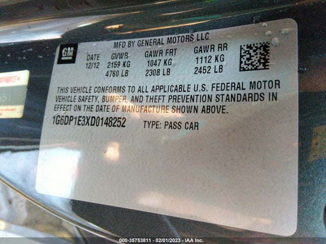 2013 CADILLAC CTS COUPE PREMIUM VIN: 1G6DP1E3XD0148252