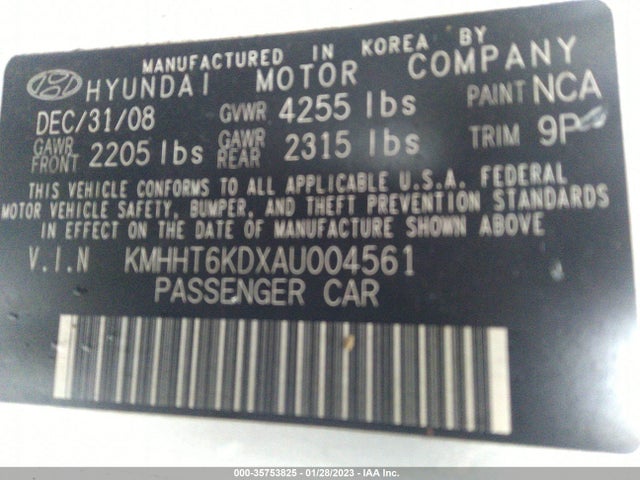 2010 HYUNDAI GENESIS COUPE PREMIUM VIN: KMHHT6KDXAU004561