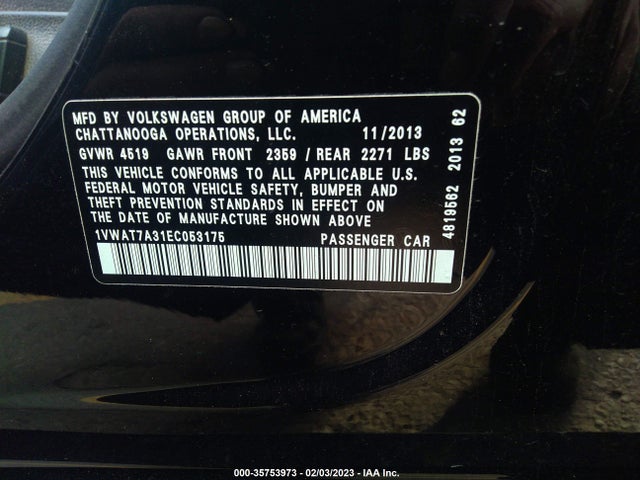 1VWAT7A31EC053175 Volkswagen Passat
