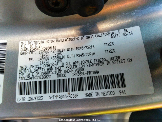 2016 Toyota Tacoma, VIN: 3TMCZ5ANXGM036022