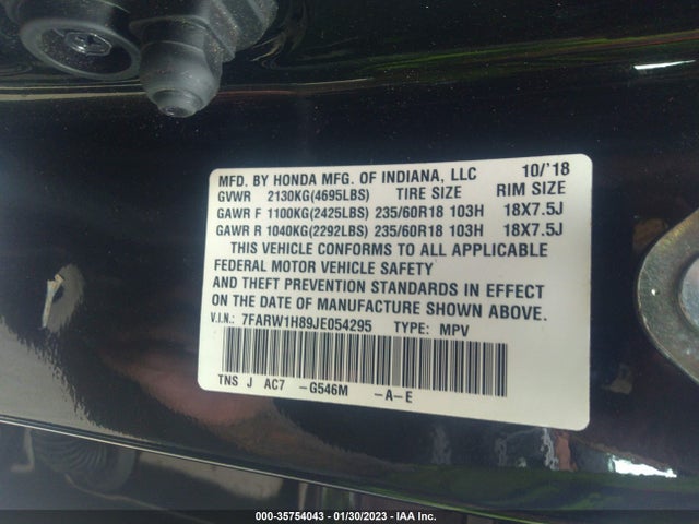 Honda Cr-v Ex-l 2018 7FARW1H89JE054295 Image 9