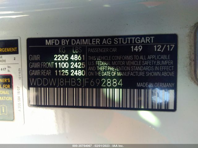 WDDWJ8HB3JF692884 Mercedes-Benz C-class Amg C 63 S