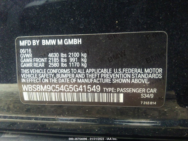 2016 BMW M3, VIN: WBS8M9C54G5G41549