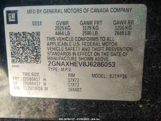 Chevrolet EQUINOX LS 2018 2GNAXHEV8J6286053 Image 9