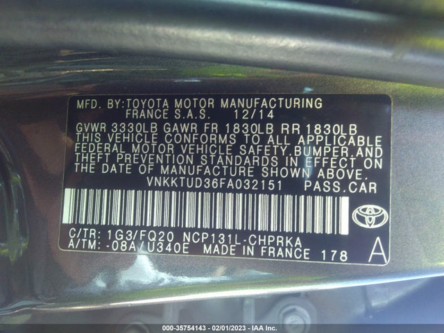 2015 Toyota Yaris, VIN: VNKKTUD36FA032151
