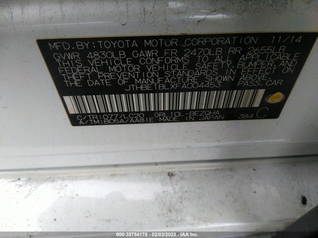 2015 Lexus GS, VIN: JTHBE1BLXFA004453