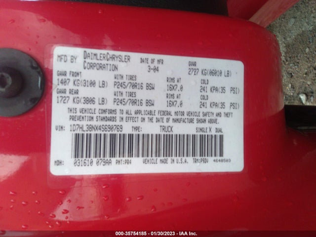 Dodge Dakota Sport 2004 1D7HL38NX4S690769 Image 10