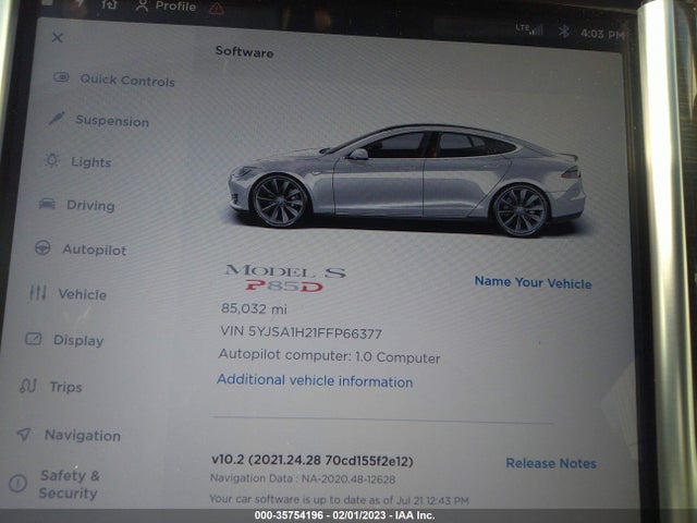 2015 Tesla Model S, VIN: 5YJSA1H21FFP66377