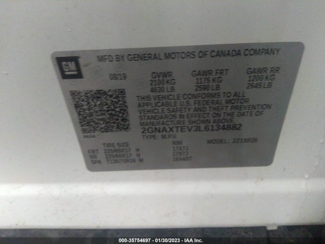 Chevrolet EQUINOX LT 2020 2GNAXTEV3L6134882 Image 9