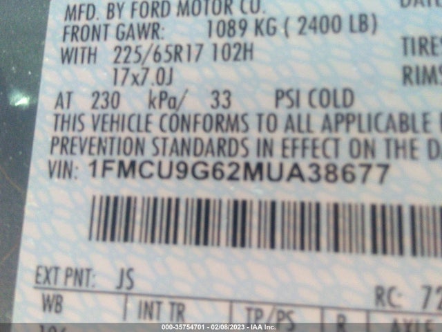 2021 Ford Escape, VIN: 1FMCU9G62MUA38677