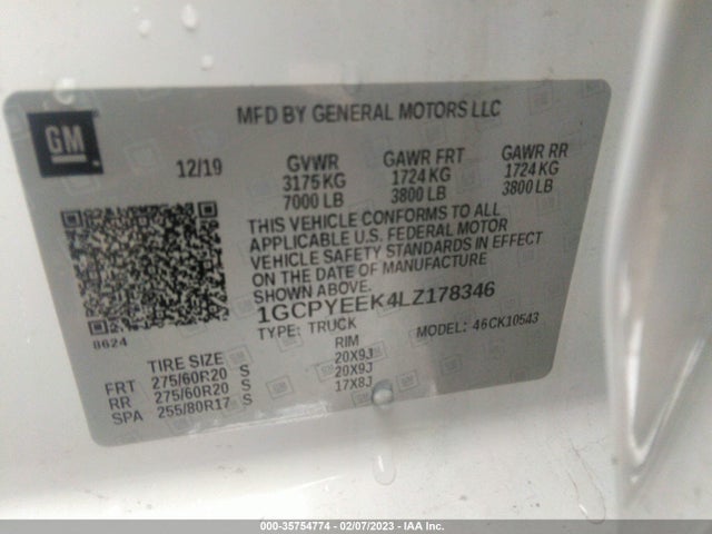2020 CHEVROLET SILVERADO 1500 RST VIN: 1GCPYEEK4LZ178346