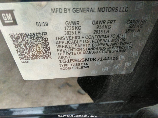 Chevrolet Cruze 2019 1G1BE5SM0K7144416 Image 11
