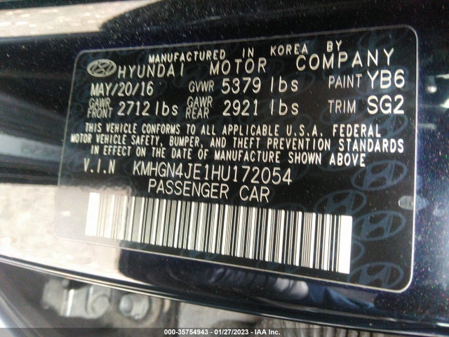 2017 Genesis G80, VIN: KMHGN4JE1HU172054