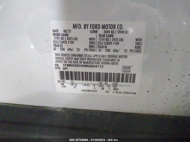 2021 Ford Explorer, VIN: 1FMSK8DHXMGB94112