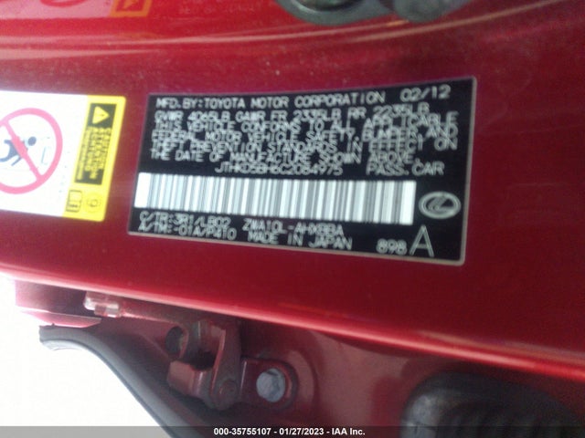 Lexus CT 200H 2012 JTHKD5BH6C2084975 Image 10