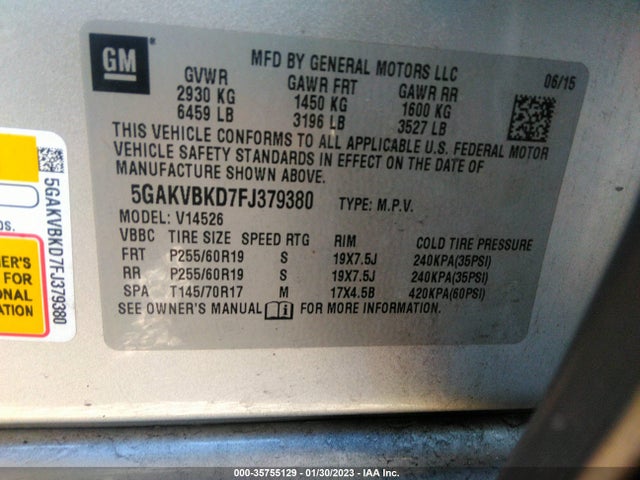 2015 Buick Enclave, VIN: 5GAKVBKD7FJ379380