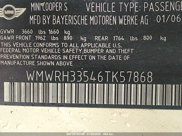 WMWRH33546TK57868 Mini Cooper Convertible S