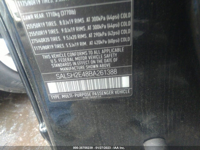 Land Rover RANGE ROVER SPORT 2011 SALSH2E48BA261388 Image 9