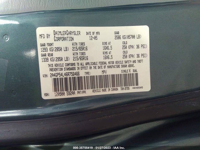 Chrysler Town & Country 2006 2A4GP54L46R756466 Image 10