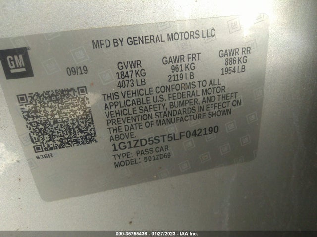 Chevrolet MALIBU LT 2020 1G1ZD5ST5LF042190 Image 9