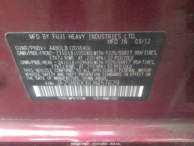 JF2SHBDC6CH457629 Subaru Forester 2.5x Premium