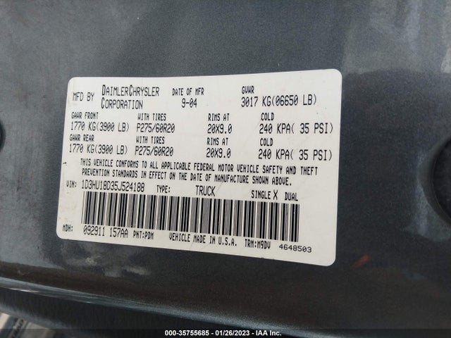 Dodge Ram 1500 Slt 2005 1D3HU18D35J524188 Image 9