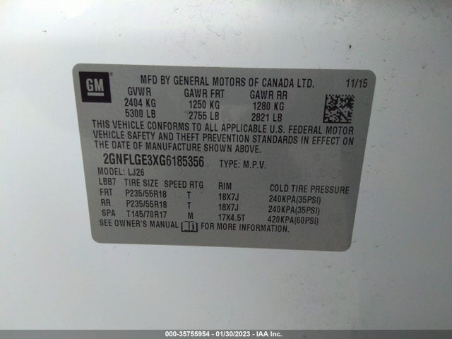 Chevrolet Equinox Ltz 2016 2GNFLGE3XG6185356 Image 10