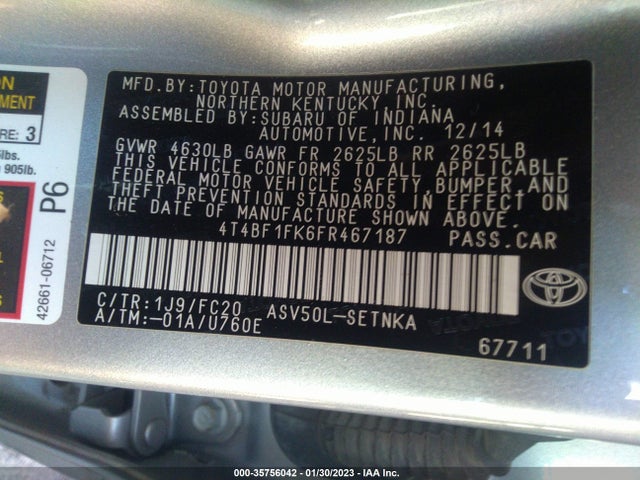 2015 Toyota Camry, VIN: 4T4BF1FK6FR467187