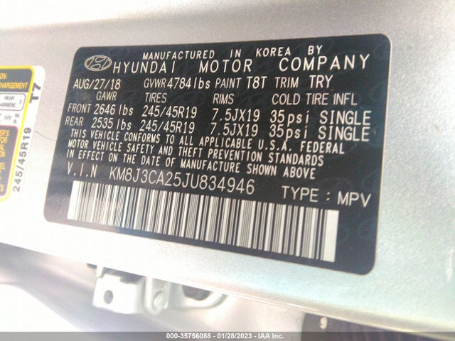 2018 Hyundai Tucson, VIN: KM8J3CA25JU834946