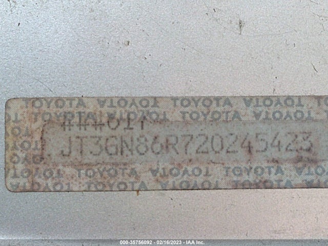 2002 TOYOTA 4RUNNER SR5 VIN: JT3GN86R720245423