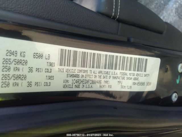 1C4RDHEGXFC880406 Dodge Durango Citadel