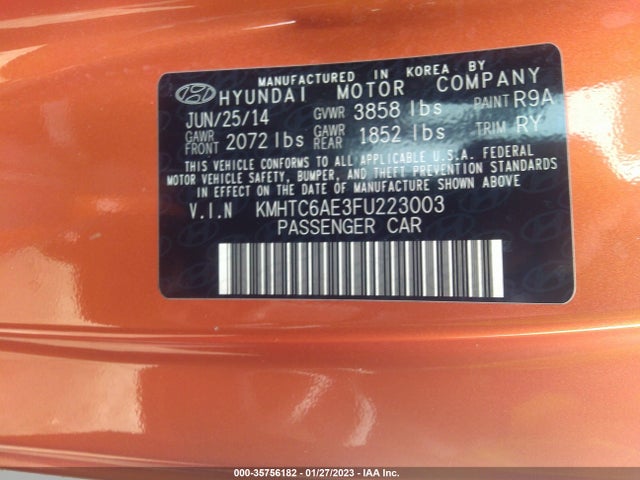 2015 Hyundai Veloster, VIN: KMHTC6AE3FU223003