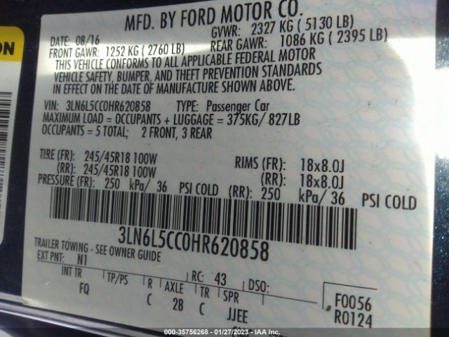 3LN6L5CC0HR620858 Lincoln MKZ SELECT