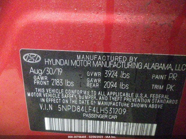2020 Hyundai Elantra, VIN: 5NPD84LF4LH531209