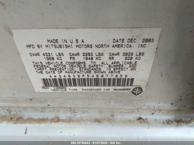 4A3AB36F54E077058 Mitsubishi GALANT ES