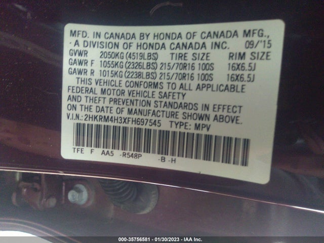 Honda CR-V LX 2015 2HKRM4H3XFH697545 Image 9