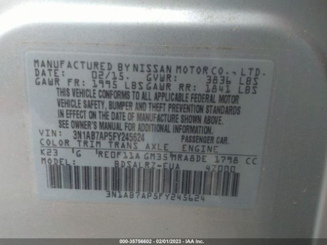 3N1AB7AP5FY245624 Nissan SENTRA SR