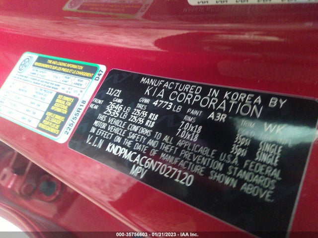 2022 Kia Sportage, VIN: KNDPMCAC6N7027120