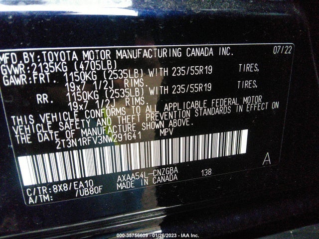 Toyota Rav4 Limited 2022 2T3N1RFV3NW291641 Image 11
