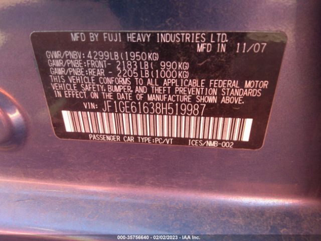 JF1GE61638H519987 Subaru Impreza Sedan I