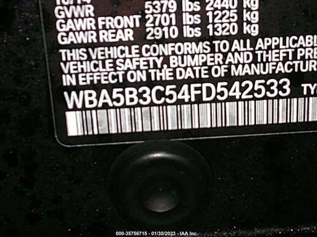2015 BMW 5 Series, VIN: WBA5B3C54FD542533