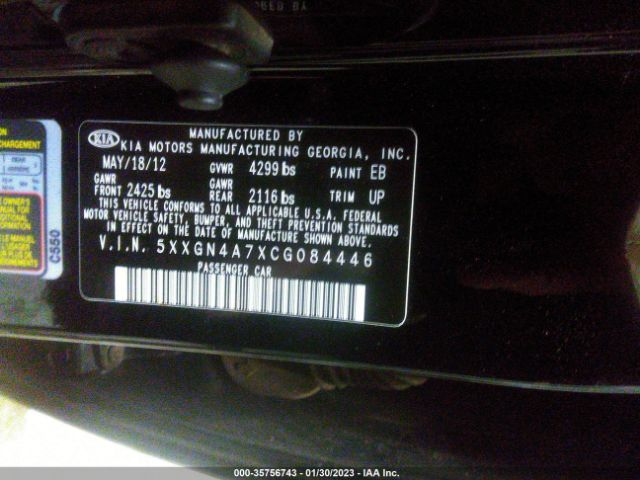 5XXGN4A7XCG084446 KIA OPTIMA EX