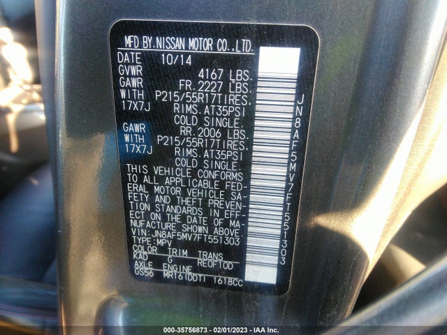 2015 Nissan Juke, VIN: JN8AF5MV7FT551303