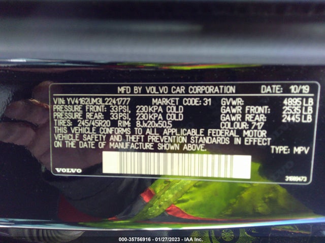 2020 Volvo XC40, VIN: YV4162UM3L2241777